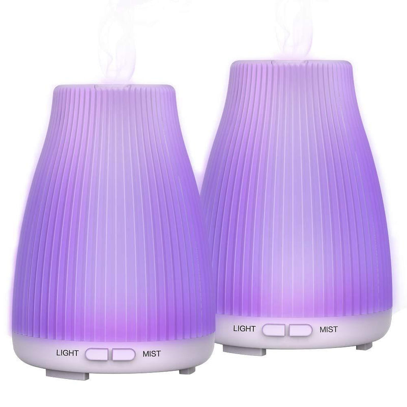 ZOOKKI Essential Oil Diffuser, 2-Pack Aroma Diffuser Cool Mist Humidifier with 8 Color LED Lights Changing, Adjustable Mist Mode and Waterless Auto Shut-off for Home Office Baby