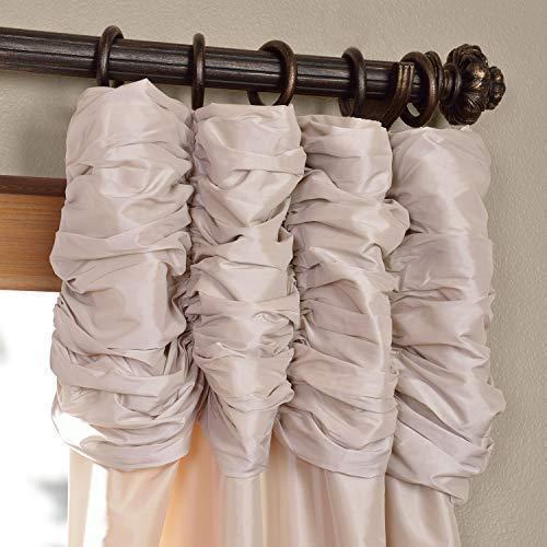 Half Price Drapes PTCH-112-108-RU Ruched Faux Silk Taffeta Curtain, Platinum