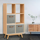 MaidMAX Foldable Storage Cubes, Set of 6 Decorative Fabric Storage Bins Containers Organizers Drawers with Wood Handles for Shelves Clothes Closet Kids Bedroom, Gray Polka Dot