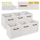 MaidMAX Foldable Storage Cubes, Set of 6 Decorative Fabric Storage Bins Containers Organizers Drawers with Wood Handles for Shelves Clothes Closet Kids Bedroom, Gray Polka Dot