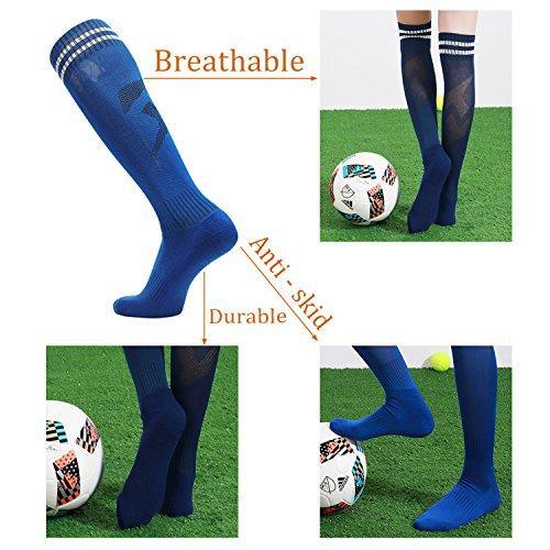 Kids Knee High Long Soccer Socks Cotton Compression Sport Team Socks 3/4 Pack