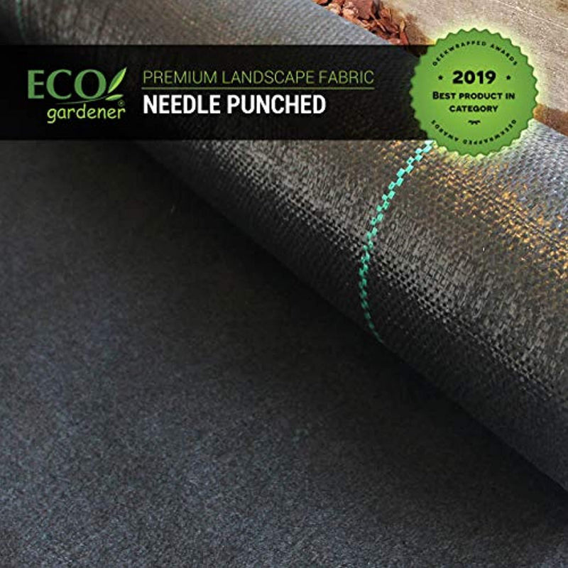 ECOgardener Premium 5oz Pro Garden Weed Barrier Landscape Fabric Durable & Heavy-Duty Weed Block Gardening Mat, Easy Setup & Superior Weed Control, Eco-Friendly & Convenient Design, 3ft x 100ft