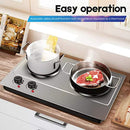 Cusimax 1800W Double Hot Plate, Stainless Countertop Burner, Silver Portable Electric Cooktop, CMHP-C180