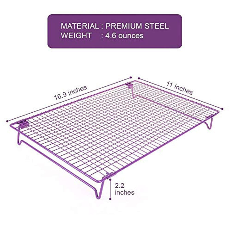 2-Tier Stackable Cooling Rack 17x11" Cross Grid Heavy Duty Stainless Steel Wire Rack for Cookies Cake Bread Oven Safe for Cooking Roasting Grilling Baking with 4 Stable Legs, Cookies Recipe Included