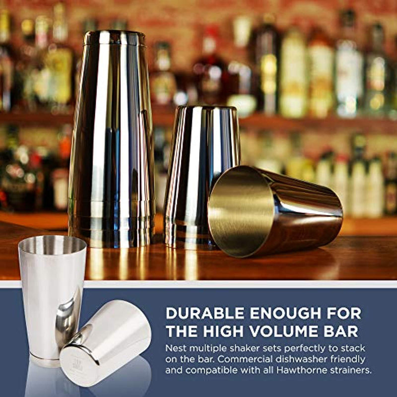 Boston Shaker: Professional Stainless Steel Cocktail Shaker Set, including 18oz Unweighted & 28oz Weighted Shaker Tins by Top Shelf Bar Supply