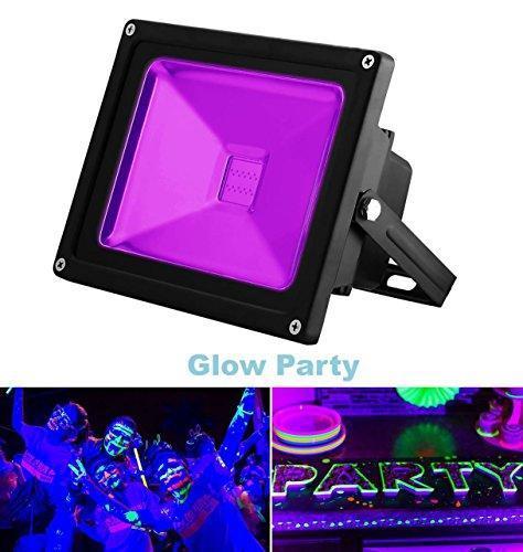 UV LED Black Light, YKDtronics Indoor/Outdoor 20W UV LED Flood Light, Ultra Violet LED Flood Light for Neon Glow, Blacklight Party, Stage Lighting, Fluorescent Effect, Glow in The Dark and Curing