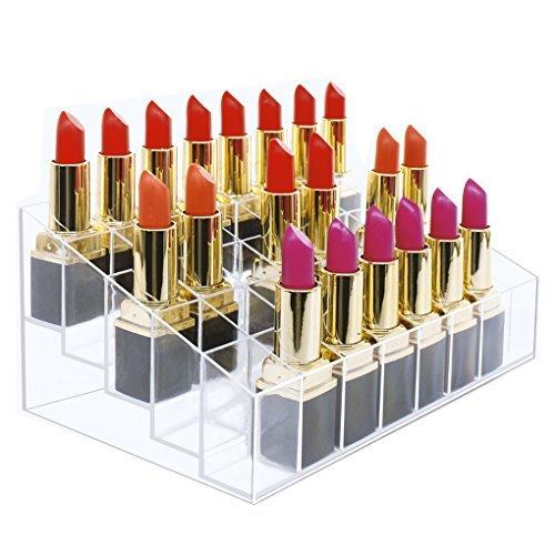 Benbilry Lipstick Holder, 40 Space Acrylic Lipstick Holder Organizer Case Display Rack，40 Slots (in a 8 x 5 Arrangement) Stand Cosmetic Makeup Organizer Lipstick, Brushes, Bottles More …