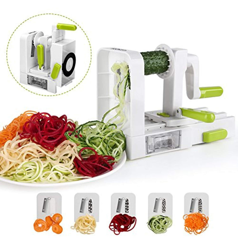 Spiralizer 5-Blade Vegetable Spiralizer,Sedhoom Foldable Spiral Slicer,Zucchini Noodle & Veggie Pasta & Spaghetti Maker for Low Carb/Paleo/Gluten-Free Meals