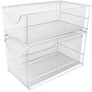 Sorbus Cabinet Organizer Drawer with Cover—Mesh Storage Organizer w/ Pull Out Drawers—Stackable, Ideal for Countertop, Cabinet, Pantry, Under the Sink, Desktop and More (Silver Bottom Drawer)