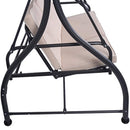 Beige Converting Bed Swing Hammock Chair Patio 3 Person Seat With Canopy Outdoor Furniture