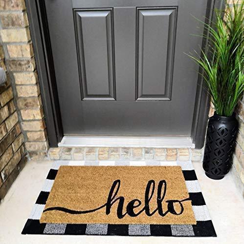 Cotton Buffalo Plaid Rugs Black and White Checkered Rug Welcome Door Mat (23.6"x35.4") Rug for Kitchen Carpet Bathroom Outdoor Porch Laundry Living Room Braided Throw Mat Washable Woven Buffalo Check