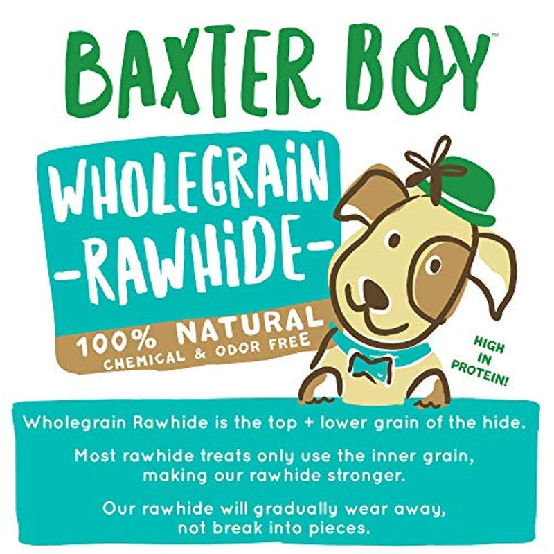 Baxter Boy Premium Rawhide Roll for Dogs Natural Chews Extra Thick Treat – Large 8”– 9” (20 Pack)