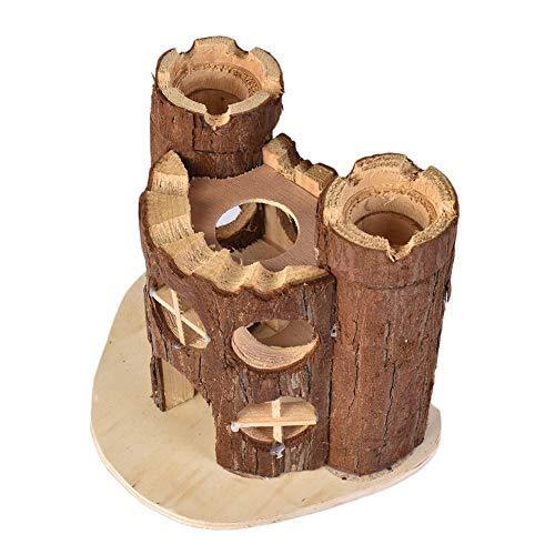 Hamster Wooden House Small Animals Hideout Hut for Dwarf Hamster Cage Sleeping Cabin