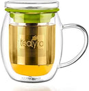 Tealyra - perfecTEA - Infuser Tea Cup - 15.2-ounce - Borosilicate Glass Tea Cup with Lid and Stainless Steel Infuser Basket - Perfect Mug for Office and Home Uses Loose Leaf Tea Steeping - 450ml