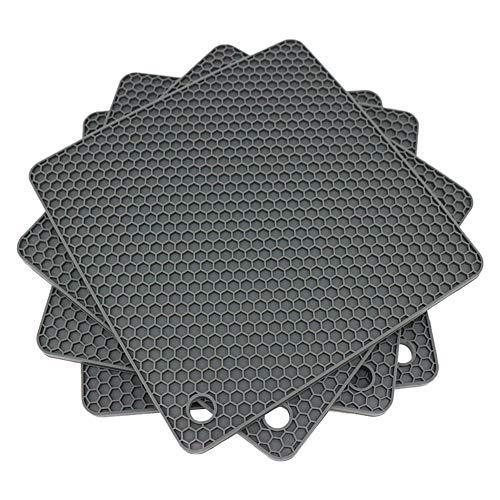 9“×12”Rectangular large silicone trivet Non slip trivet Jar opener Flexible Durable Large coaster Dishwasher Safe heat resistant mat (2 Pack black)