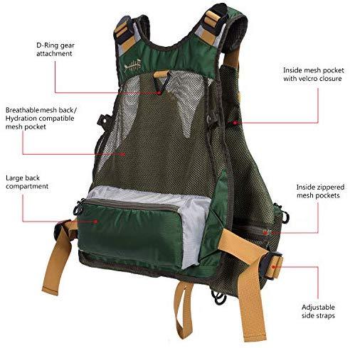 Bassdash Strap Fishing Vest Adjustable for Men and Women, for Fly Bass Fishing and Outdoor Activities