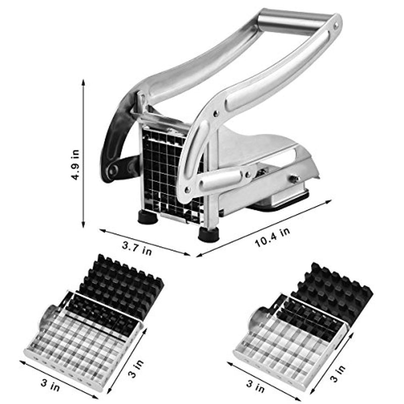 Sopito French Fries Cutter, Stainless Steel No Plastic For Homemade Chips/Fries