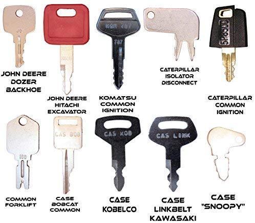 Construction Equipment Master Keys Set-Ignition Key Ring for Heavy Machines, 21 Key Set