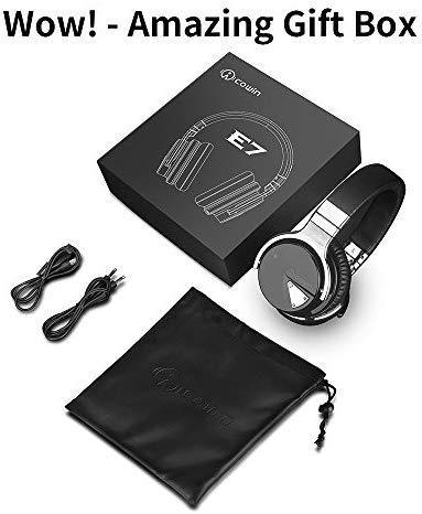 COWIN E7 Active Noise Cancelling Headphones Bluetooth Headphones with Microphone Deep Bass Wireless Headphones Over Ear, Comfortable Protein Earpads, 30 Hours Playtime for Travel/Work, Black