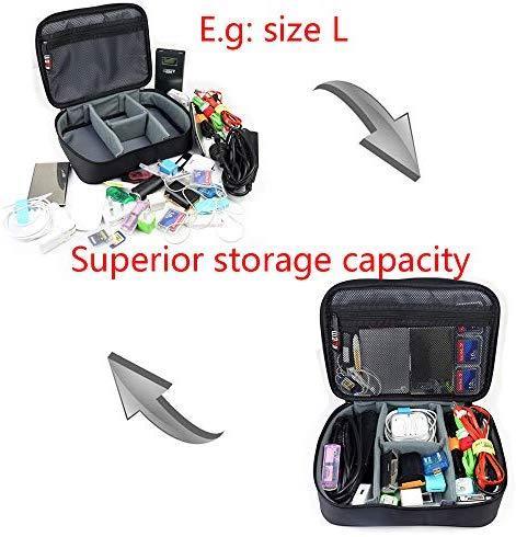 BUBM Electronic Organizer, Hard Shell Travel Gadget Case with Handle for Cables, USB Drives, Power Bank and More, Fit for iPad Mini