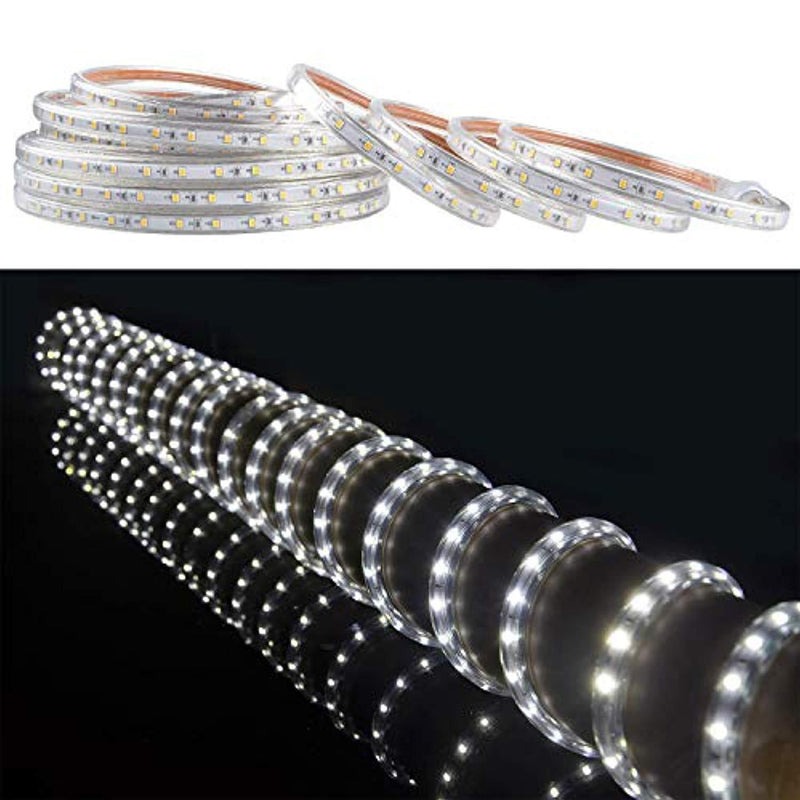 LED Rope Lights, 50ft Flat Flexible Strip Light, 6000K Daylight White, Waterproof for Indoor/Outdoor use, Connectable, 900 Units SMD 2835 LEDS,UL Listed Power Supply, Ideal for Backyards
