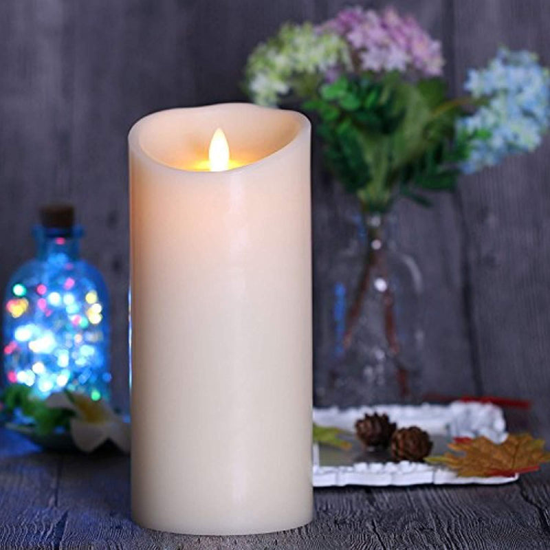 Luminara Flameless Candle Dancing Wick Pillar LED Candle with Remote & Timer, 3.5-inch by 5-inch Ivory ¡­