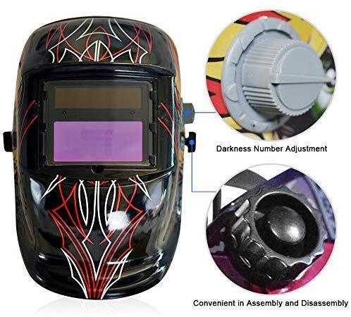 Tekware Welding Helmet 4C Lens Technology Solar Power Auto Darkening Hood True Color LCD Welder Mask Ultra Large Viewing Area Breathable Grinding Helmets with Adjustable Shade Range