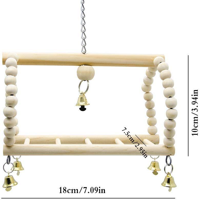 Deloky 7 Packs Bird Parrot Swing Chewing Toys- Natural Wood Hanging Bell Bird Cage Toys Suitable for Small Parakeets, Cockatiels, Conures, Finches,Budgie,Macaws, Parrots, Love Birds