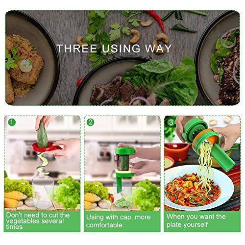 Spiralizer Vegetable Slicer, 5-Blade Spiral Slicer, Foldable Veggie Pasta Zucchini Spaghetti Zoodle Maker with Strong Suction Pad, Extra Blade Caddy, Cleaning Brush and Recipe Ebook by CHUGOD