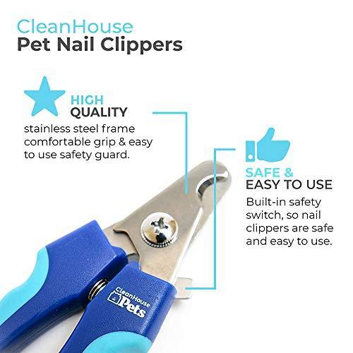 CleanHouse Pets Dog and Cat Nail Clippers, with Pet Safety Guard & Lock | Stainless Steel, Very Easy to Use - Best Pet Nail Trimmers for Animals. Small and Large Size