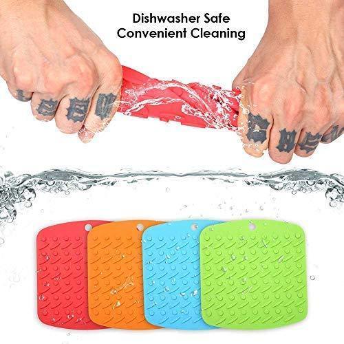 Premium Silicone Pot Holder,Trivets,Hot Mitts,Spoon Rest And Garlic Peeler Non Slip,Heat Resistant Hot Pads,Multipurpose Kitchen Tool. 7x7" Potholders(Set of 6) Non Slip,Dishwasher Safe,Durable.