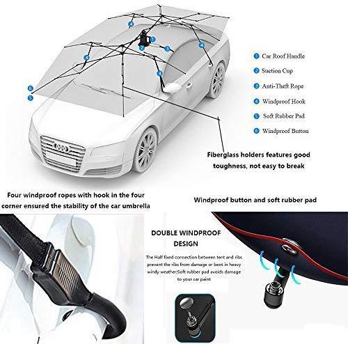 Reliancer Car Tent Semi-automatic Hot Summer Car Umbrella Cover Portable Movable Carport Folded Automobile Protection Sun Shade Anti-UV Canopy Sunproof Shelters SUV(Manual Silver)