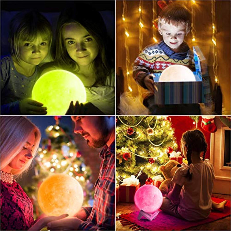 3D Moon Lamp (Diameter 5.9 inch), Morpilot 16 Colors 3D Print Moon Light Home Decorative Lights Night Light with Remote & Touch Control and USB Recharge for Baby Kids...