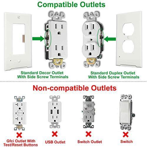 4Pack LED Night Light Outlet Cover Plate-No Wires Or Batteries,Light Sensor Auto-On LED Guidelight,Install In a Snap,Outlet Wall Plate With 0.3W High Brightness Night Light (White,Duplex)