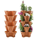 Houseables 5 Tier Planter, Stackable, 28" H x 12" W, Polypropylene, Terracotta, Vertical, Self-Watering, 5-Tiered Pots, Indoor/Outdoor Strawberry Garden Kit, for Flowers, Vegetables, Herbs, Gardening