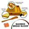 Premium Bamboo Foldable Bread Slicer – Built in Crumb Catcher and Knife Rest |Bread Slicing Guide, Bread Loaf Slicer– BONUS Bamboo Butter Spreader, Storage Bag and Guide Book.