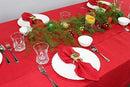 Cotton Craft 100% Linen Christmas Red Table Cloth -Size 60x120 Red Hand Crafted and Hand Stitched Table Cloth with Hemstitch detailing.