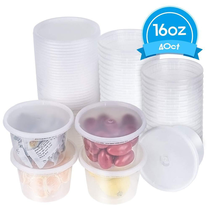 [TashiBox] 8 oz plastic food storage containers with lids - 40 sets