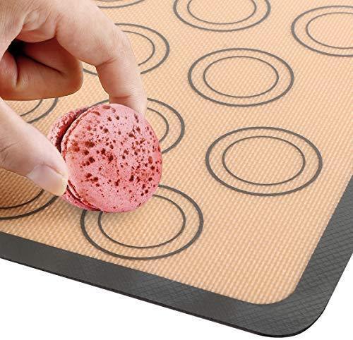 Silicone Baking Mat, 2-Pack Non-Stick Silicone Baking Sheet for Bake Pans & Rolling, Half Sheet (16-1/2" x 11-5/8") Silicon Liner for Macaron Pastry Cookie Bun Bread Making