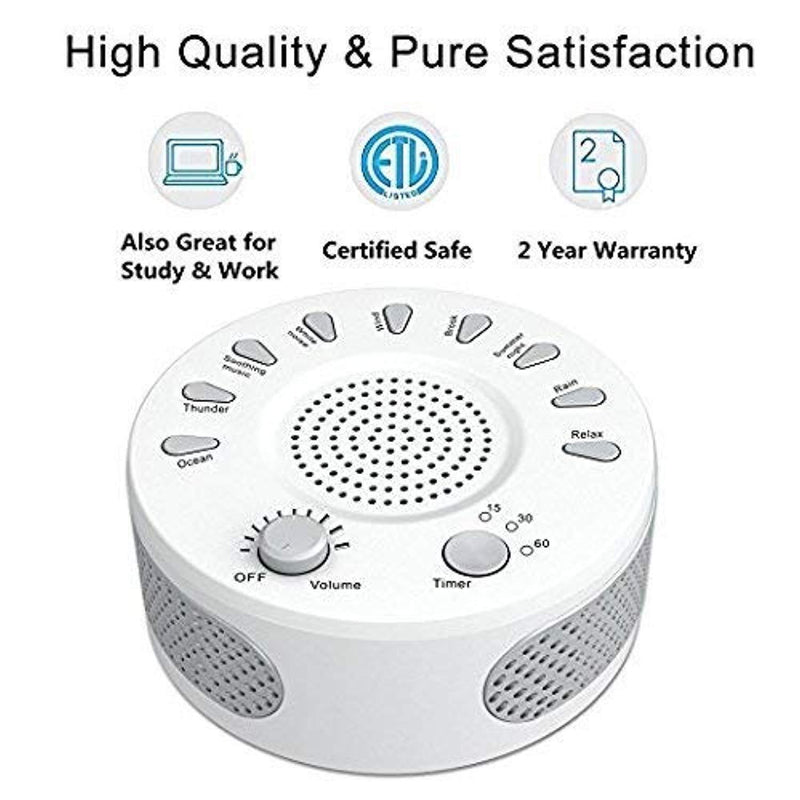 White Noise Machine,Sound Therapy Machine with Featured 9 Scientific Soothing Natural Sounds for Baby and Sleep,Office,Relaxation,3 Timer Options and Green NightLight (4.92.16)