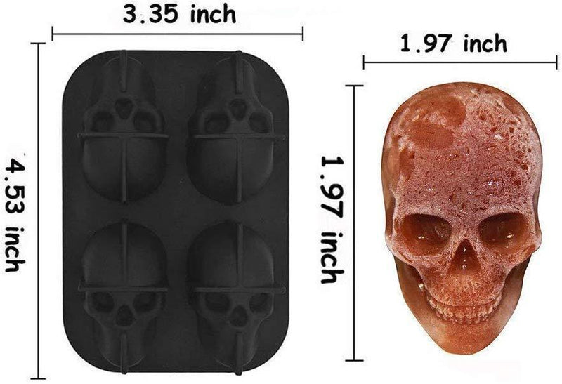 2 Pack 3D Silicone Skull Mold Ice Cube Mold, Onidoor Creative Candy Sugar Chocolate Mold Maker