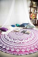 PAGISOFE Magenta Marvel Mandala Round Tapestry Hippie Indian Mandala Beach Blanket or Hippy Bohemian Table Cover or Boho Gypsy Cotton Tablecloth Beach Towel Meditation Round Yoga Mat - 72 Inches, Pink