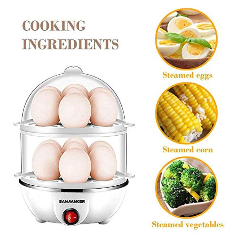 Egg Cooker,350W Electric Egg Maker,White Egg Steamer,Egg Boiler,14 Egg Capacity Egg Cooker With Automatic Shut Off，Egg cooker with Free Gift Egg Piercer