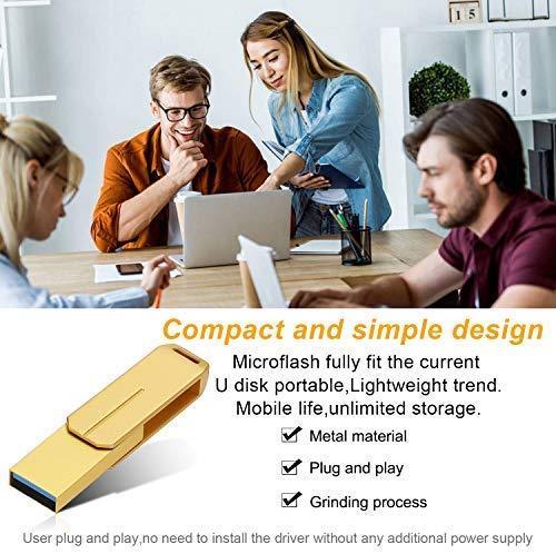 USB Flash Drive 1TB External Storage Thumb Drive Portable USB Stick Pen Drive Keychain Memory Stick for Daily Storage (Gold-1)