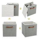 MaidMAX Foldable Storage Cubes, Set of 6 Decorative Fabric Storage Bins Containers Organizers Drawers with Wood Handles for Shelves Clothes Closet Kids Bedroom, Gray Polka Dot