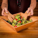 Wood Salad Bowl Set With Bamboo Servers, Best For Serving Salad, Pasta, and Fruit. Beautiful Bowl Looks Great On Your Kitchen Counter. Safe & Eco-Friendly, By Midori Way