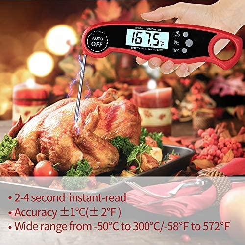 A ALPS Oven Safe Leave in Meat Thermometer, Dual Probe Instant Read Food Meat Thermometer Digital with Alarm Function for Cooking, BBQ, Smoker and Grill (Black)