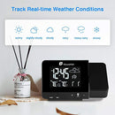 Projection Clock, Digital Projection Alarm Clock with Weather Station, Indoor/Outdoor Thermometer, USB Charger, Dual Alarm Clocks for Bedrooms, LED Display with Dimmer, 12/24 Hours