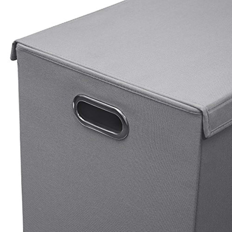 Sorbus Laundry Hamper Sorter with Lid Closure – Foldable Double Hamper, Detachable Lid and Divider, Built-in Handles for Easy Transport - Double (Grey)