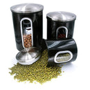 Kitchen Food Storage Canister Set - For Ideahome Stainless Steel Organization Canisters Set of 3 Containers, with Airtight Lid, Great for Home Kitchen Counter Storage and Decor